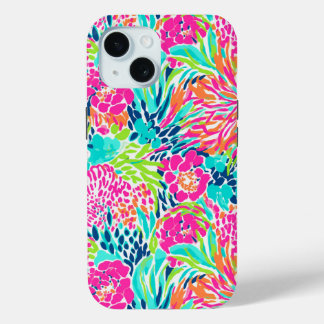Preppy Bloemen Kleurrijke Abstracte Bloem iPhone 15 Case