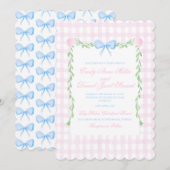 Preppy Bloemen Waterverf Bow Wedding Kaart (Voorkant / Achterkant)