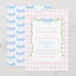 Preppy Bloemen Waterverf Bow Wedding Kaart