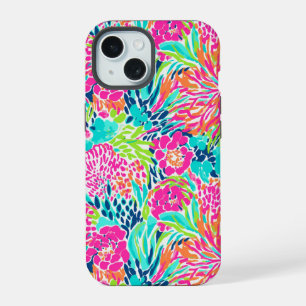 Preppy Bloemrijke Kleurrijke Abstracte Bloem iPhone 15 Case