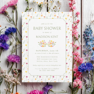 Preppy bloemrijke lente zomer bloemen baby shower kaart