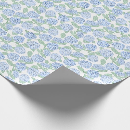 Preppy Blue and Green Hydrangea Cadeaupapier (Hoek)