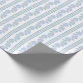 Preppy Blue and Green Hydrangea Stripe Cadeaupapier (Hoek)