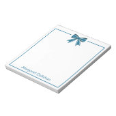 Preppy Blue and White Bow Personalized Notitieblok (Linkerzijde)