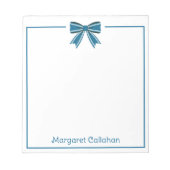 Preppy Blue and White Bow Personalized Notitieblok (Voorkant)