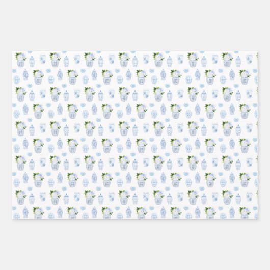 Preppy Blue and White Boy Baby shower Inpakpapier Vel (Voorkant)