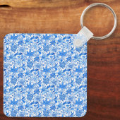 Preppy Blue and White Flowers Golf Cart Sleutelhanger (Achterkant)