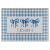 Preppy Blue and White Gingham and Bow Snijplank (Voorkant)