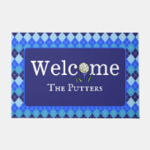 Preppy Blue Argyle Gepersonaliseerd Golf T-shirt W Deurmat (Voorkant)