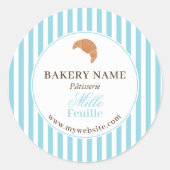 Preppy Blue Brown Stripes Bakery Logo Product Ronde Sticker (Voorkant)