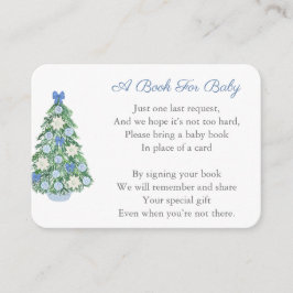 Preppy Blue Christmas Breng een boek voor Baby sho Informatiekaartje