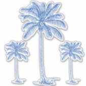 Preppy Blue Coastal Palmetto Palmbomen Sticker (Voorkant)