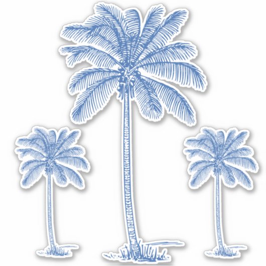 Preppy Blue Coastal Palmetto Palmbomen Sticker (Voorkant)