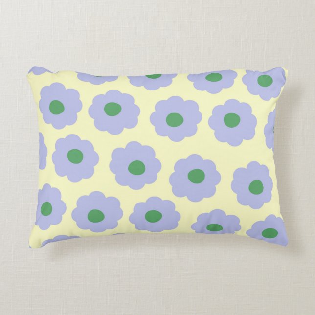 Preppy Blue Cute Hippie Flower Pattern Accent Kussen (Voorkant)