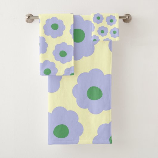 Preppy Blue Cute Hippie Flower Pattern Bad Handdoek (Insitu)