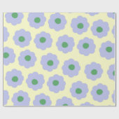 Preppy Blue Cute Hippie Flower Pattern Cadeaupapier (Vlak)