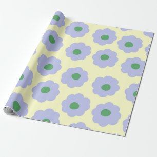 Preppy Blue Cute Hippie Flower Pattern Cadeaupapier