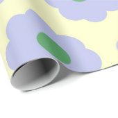 Preppy Blue Cute Hippie Flower Pattern Cadeaupapier (Rol Hoek)