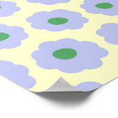 Preppy Blue Cute Hippie Flower Pattern Poster (Hoek)