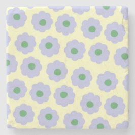 Preppy Blue Cute Hippie Flower Pattern Stenen Onderzetter