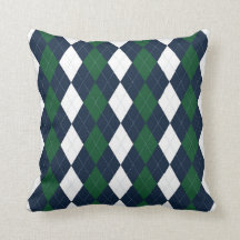 Preppy Blue en Green Argyle Pillow #2