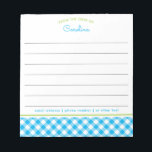 Preppy Blue en Green Script Gingham Lined Notitieb Notitieblok<br><div class="desc">Dit ontwerp kenmerkt een gingham patroon in preppy blauw en groen met lijnen voor het schrijven. Het collectie van de coördinatie van producten is te vinden in onze winkel, zazzle.com/store/doodlelulu. Neem contact met ons op als je dit ontwerp op een specifiek product moet toepassen om je eigen unieke overeenkomende object...</div>