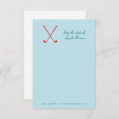Preppy Blue en Red Golf Stationery Note Kaart (Voorkant / Achterkant)