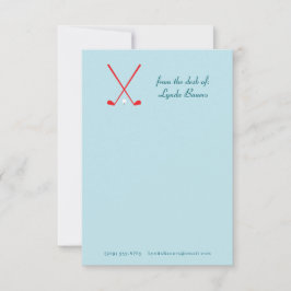 Preppy Blue en Red Golf Stationery Note Kaart