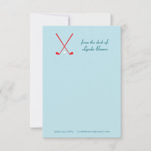 Preppy Blue en Red Golf Stationery Note Kaart