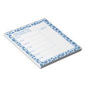 Preppy Blue en White Animal Print Meal Planner Notitieblok (Schuin)