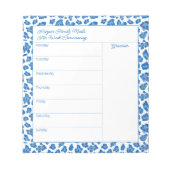 Preppy Blue en White Animal Print Meal Planner Notitieblok (Voorkant)