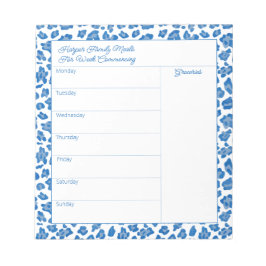 Preppy Blue en White Animal Print Meal Planner Notitieblok
