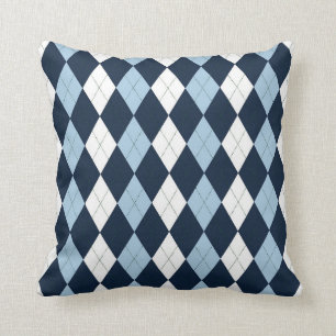Preppy Blue en White Argyle Pillow Kussen