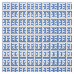 Preppy Blue en White Custom Color Greek Key Stof