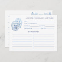 Preppy Blue en White Ginger Jars Recipcard