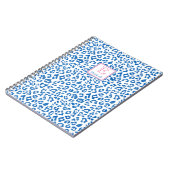 Preppy Blue en White Leopard Print Monogramed Notitieboek (Linkerzijde)