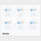Preppy Blue en White Pumpkin Wedding Shower Favor Ronde Sticker (Vel)