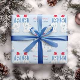Preppy Blue en White Staffordshire Dogs Kerstmis Cadeaupapier