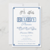 Preppy Blue en White  Toys Baby shower Party Kaart (Voorkant)