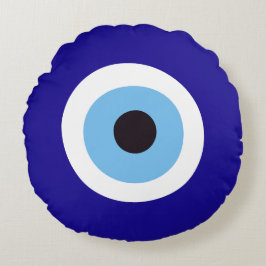 Preppy Blue Evil Eye Rond Kussen