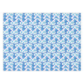 Preppy Blue Fish Pattern Coastal Beach House Boat Tafelkleed (Voorkant (Horizontaal))