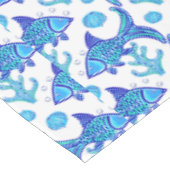 Preppy Blue Fish Pattern Coastal Beach House Boat Tafelkleed (Gekanteld)
