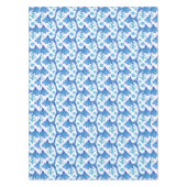 Preppy Blue Fish Pattern Coastal Beach House Boat Tafelkleed (Voorkant)