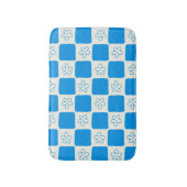 Preppy Blue Flower geruit patroon Badmat (Voorkant Verticaal)