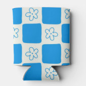 Preppy Blue Flower geruit patroon Blikjeskoeler (Achterkant)