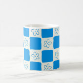 Preppy Blue Flower geruit patroon Koffiemok (Center)