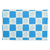 Preppy Blue Flower geruit patroon Kussensloop (Achterkant)