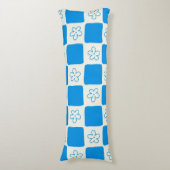 Preppy Blue Flower geruit patroon Lichaamskussen (Voorkant Verticaal)