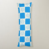 Preppy Blue Flower geruit patroon Lichaamskussen (Achterkant (Verticaal))