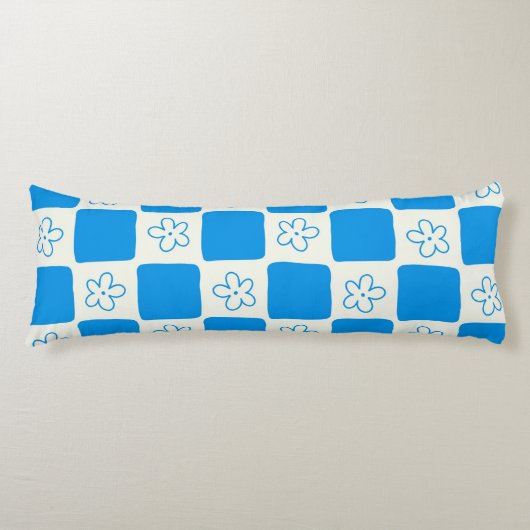 Preppy Blue Flower geruit patroon Lichaamskussen (Voorkant)